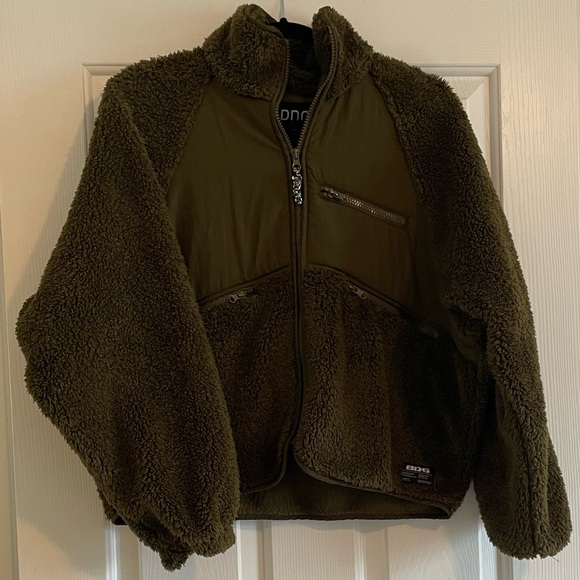 BDG Urban Outfitters Fleece Zip Up Jacket - cozy olive green - Picture 2 of 9